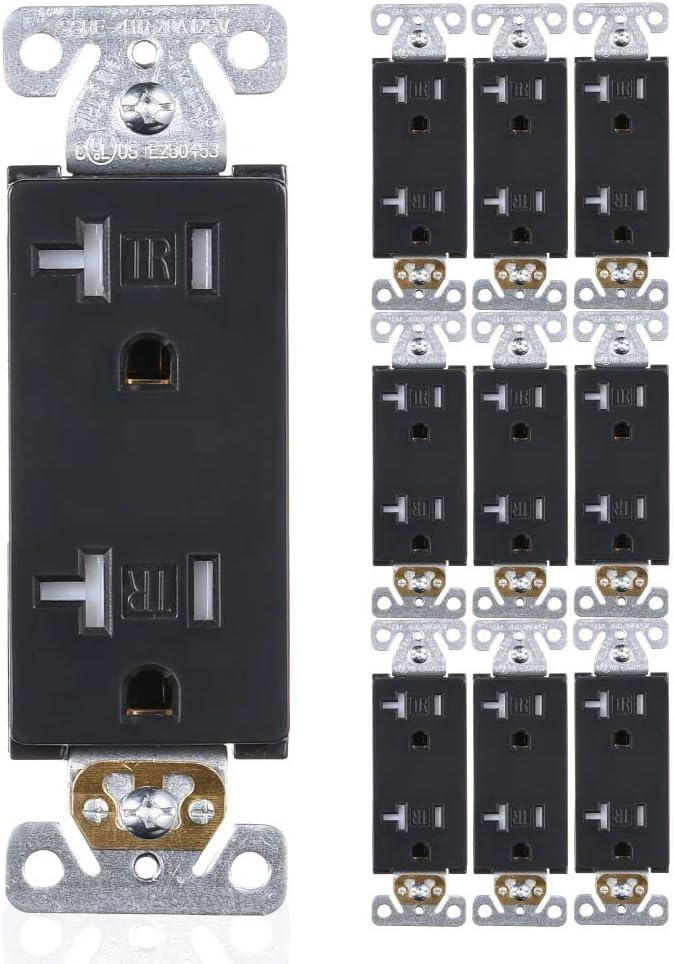 Black Tamper-Resistant Duplex Outlet with Wall Plate