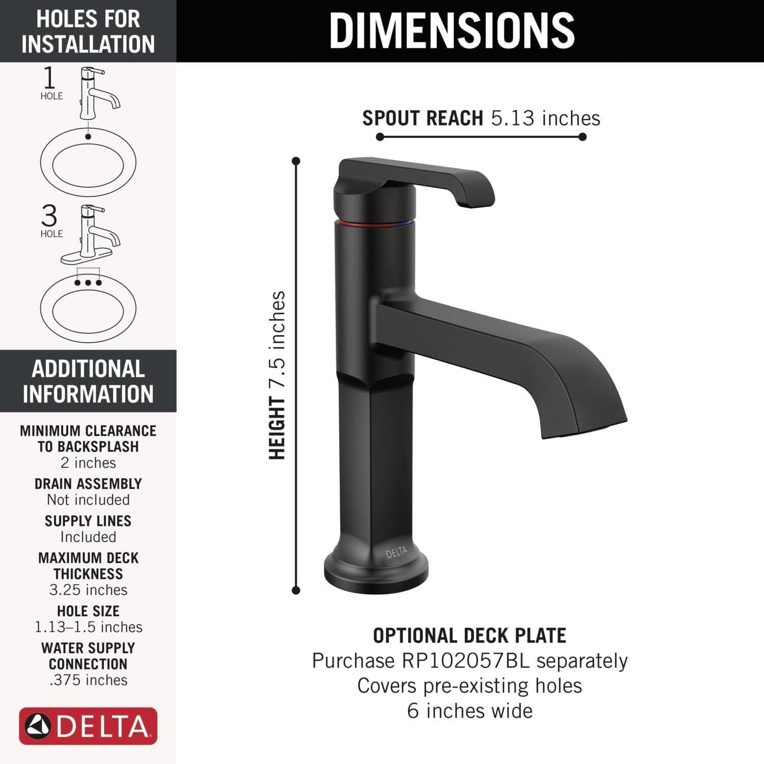 Tetra Matte Black Single Handle Bathroom Faucet