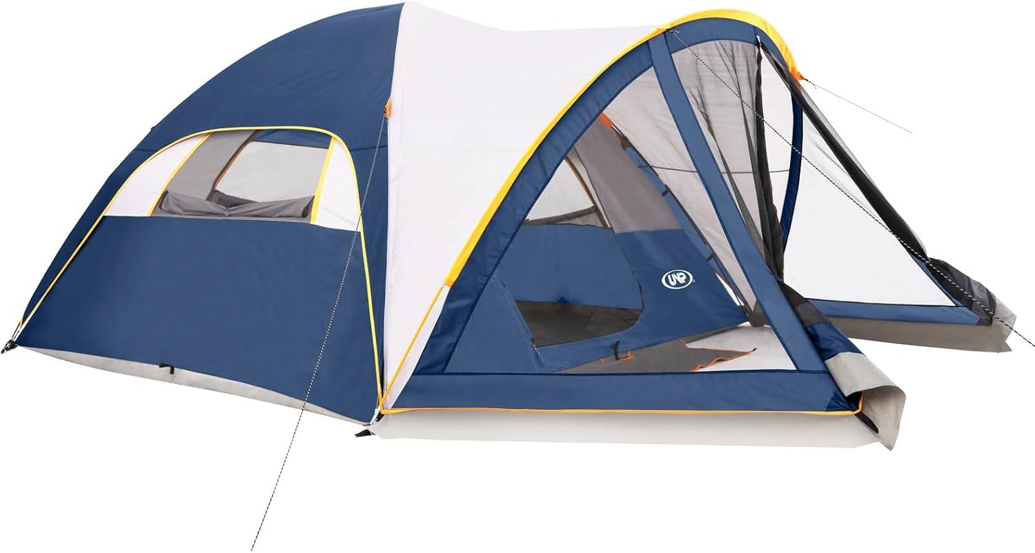 UNP Camping Tent with Screen Room, Portable 6 Person Camping Tent with Screen Porch, Family Dome Tent for Camping Outdoor - 14'x11'x72''(H)
