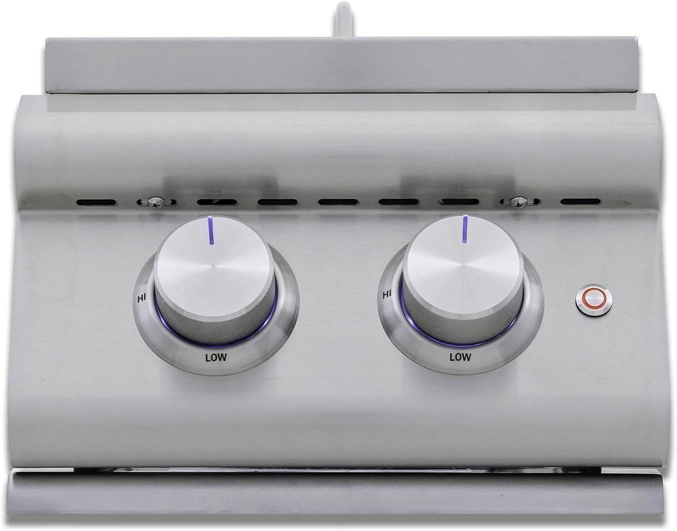Blaze LTE+ Natural Gas Stainless Steel Double Side Burner w/ Lid - BLZ-SB2-LTE3-NG