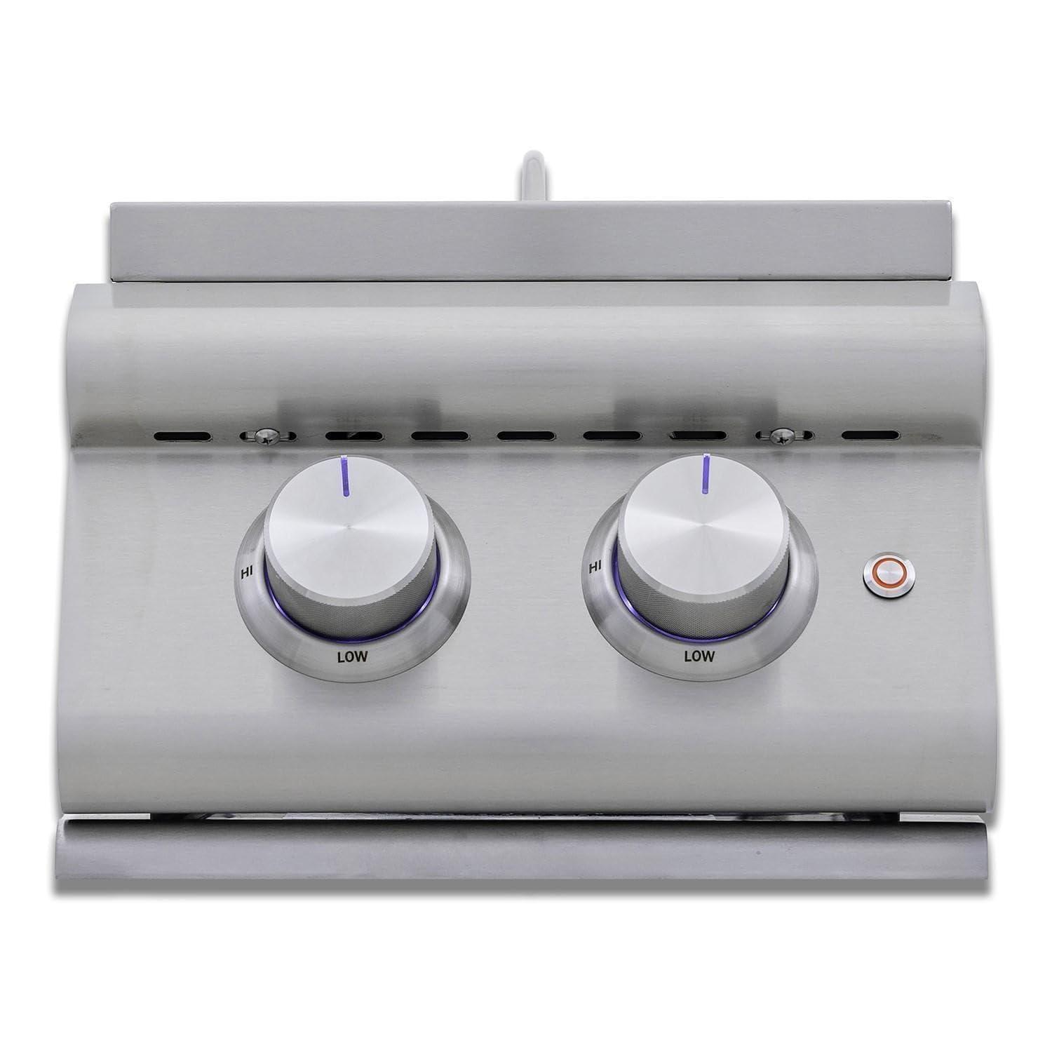 Blaze LTE+ Natural Gas Stainless Steel Double Side Burner w/ Lid - BLZ-SB2-LTE3-NG
