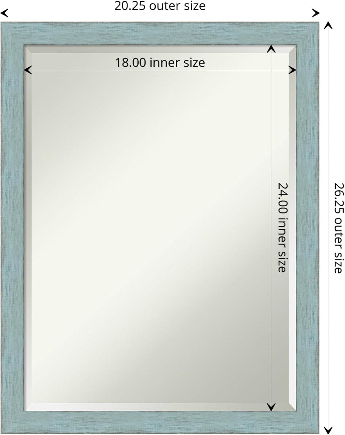 Amanti Art Beveled Wood Wall Mirror - Sky Blue Rustic Frame Outer Size: 20 x 26 in