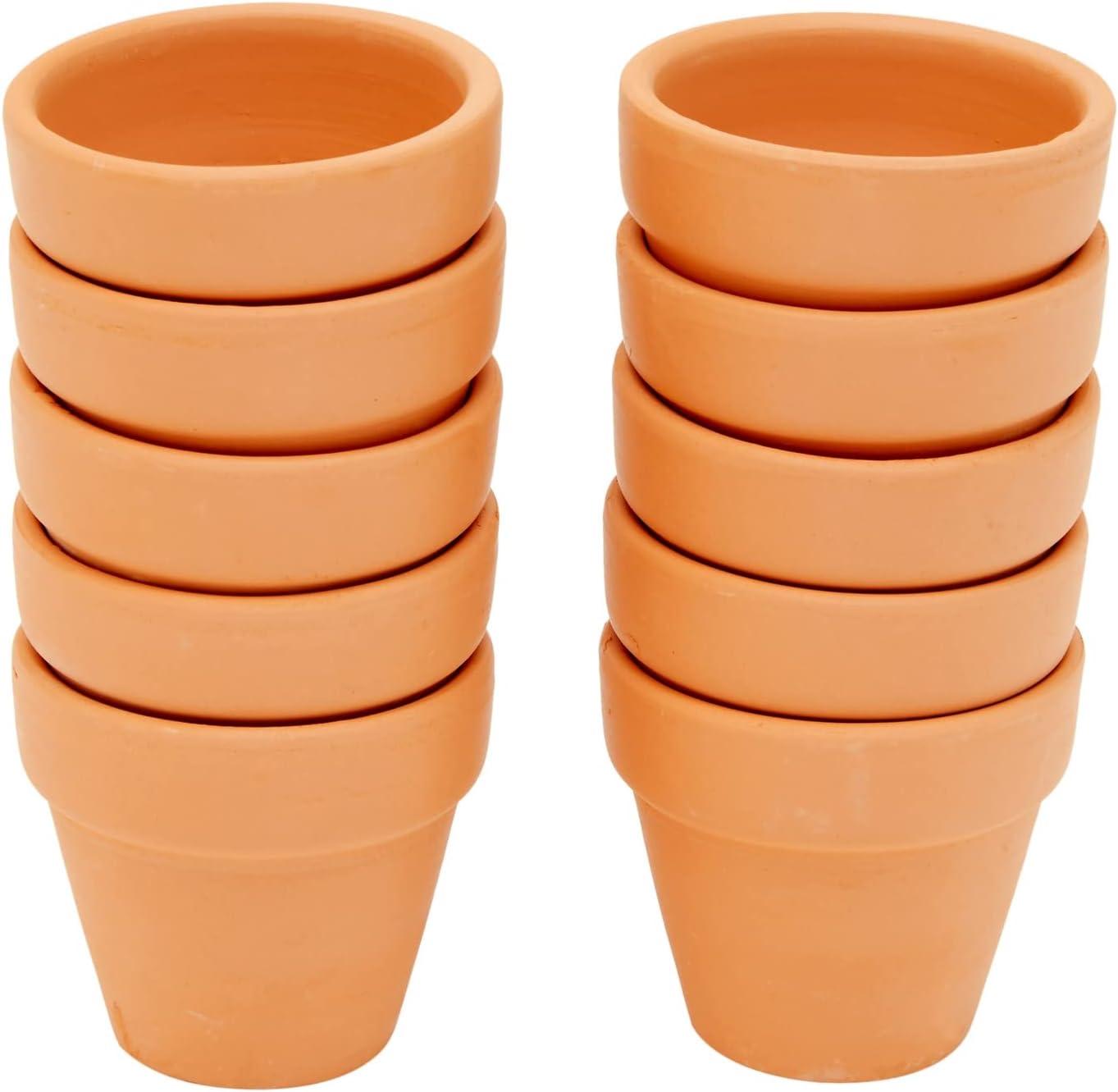 Charming Mini Terracotta Planters with Drainage for Succulents and Herbs, 10-Pack