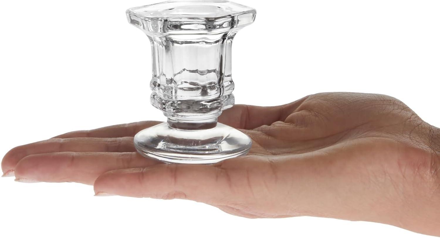 Crystal Glass Candle Holders Set of 12, Clear Taper Candlestick Pillar Candle Holder 2"x2"x2.3"