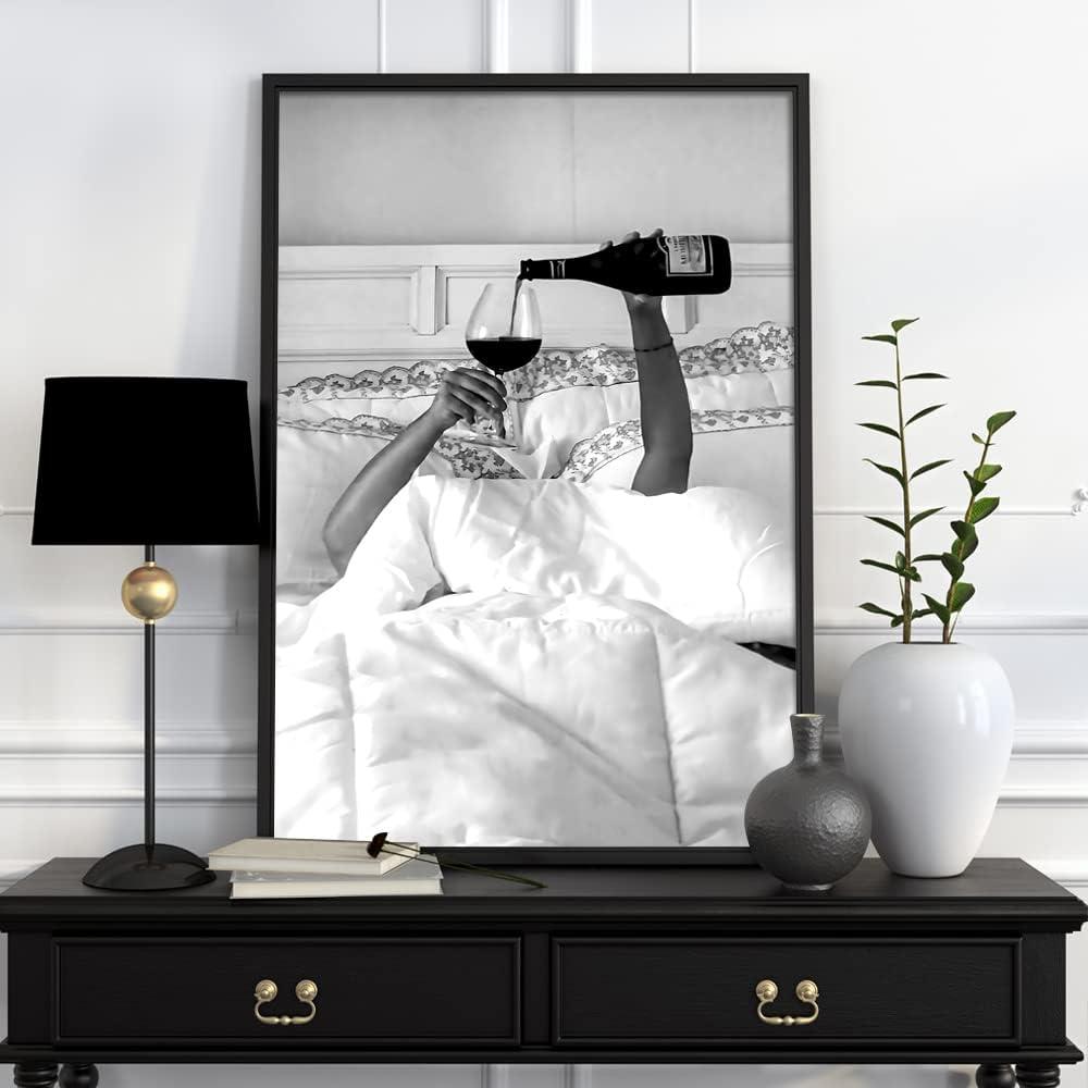 Black and White Feminist Wine Canvas Wall Art