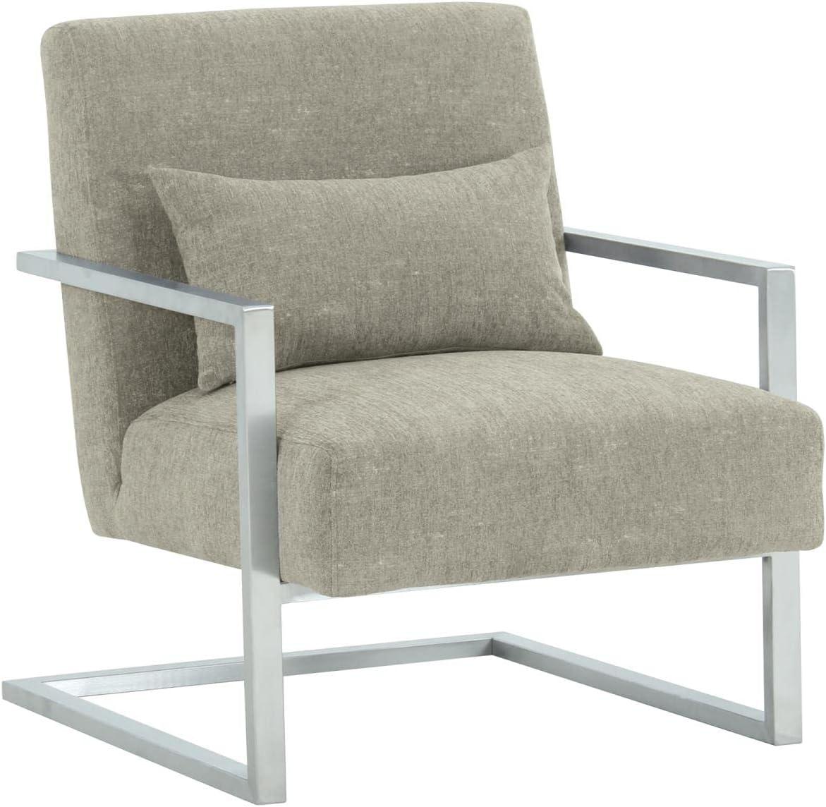 Contemporary Gray Faux Leather Geometric Accent Chair