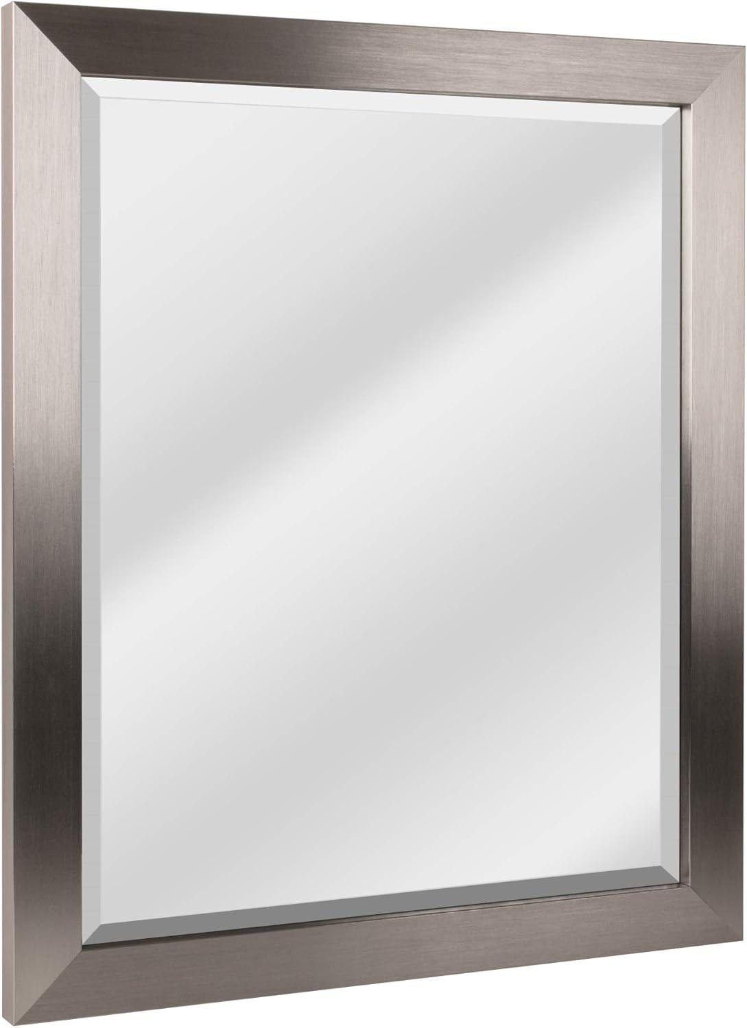 Brushed Nickel Polystyrene 26" x 32" Rectangular Beveled Wall Mirror