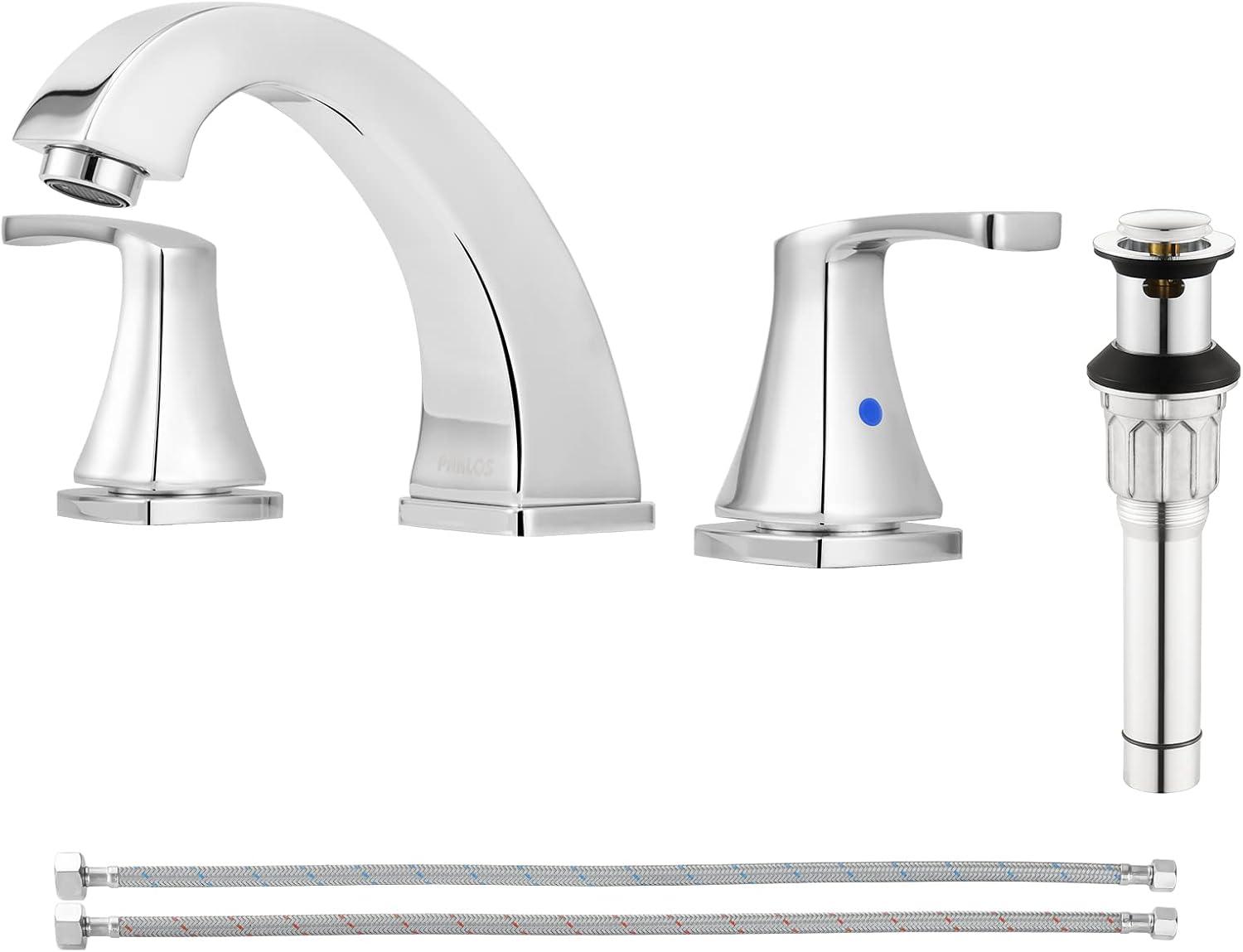 Widespread 2-handle Bathroom Faucet with Drain Assembly
