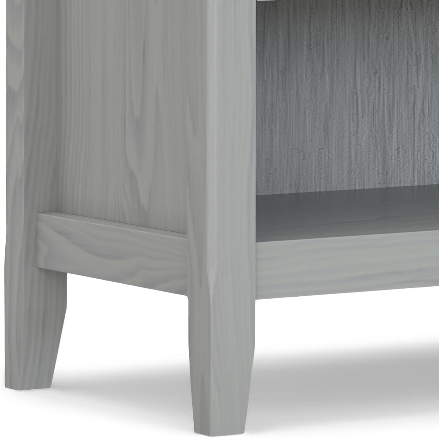 Simpli Home Amherst Solid Wood Bedside Table In Fog Grey