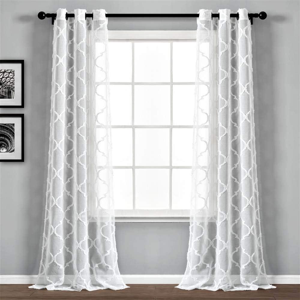 Avon Trellis Sheer Polyester Sheer Curtain Pair