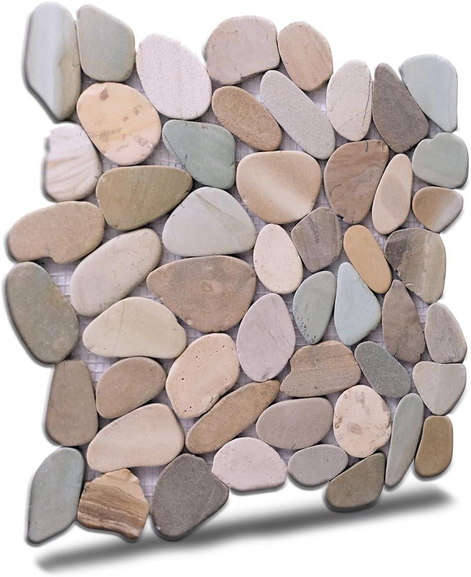 b.o.i Hawaii 12" x 12" Natural Stone Pebbles Mosaic Wall & Floor Tile