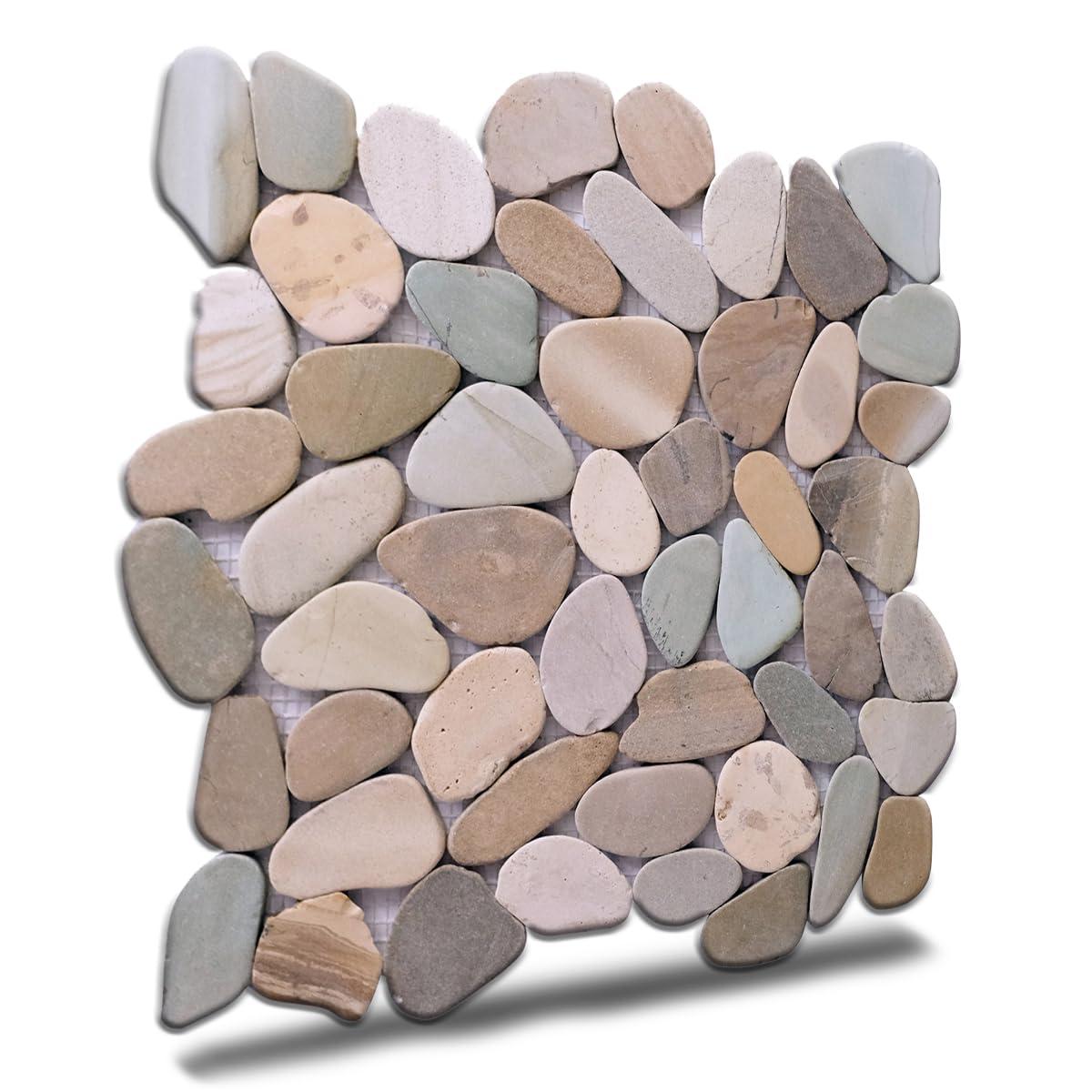b.o.i Hawaii 12" x 12" Natural Stone Pebbles Mosaic Wall & Floor Tile