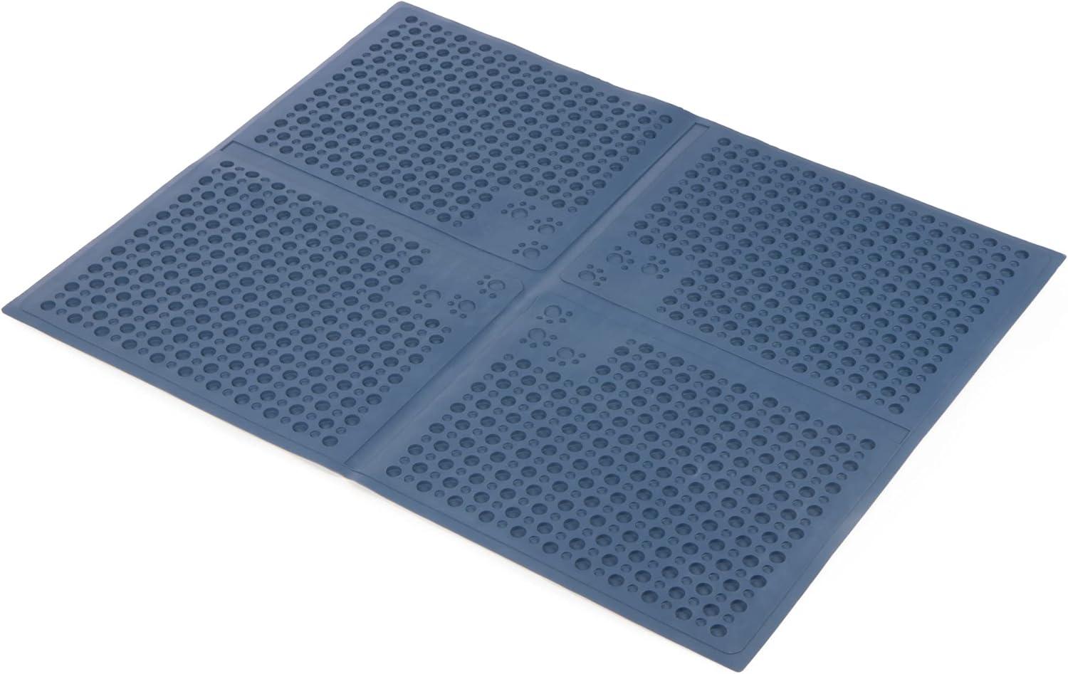 Petlinks Purr-fect Paws Multipurpose Rubber Litter Mat for Cats & Kittens - Blue, Large