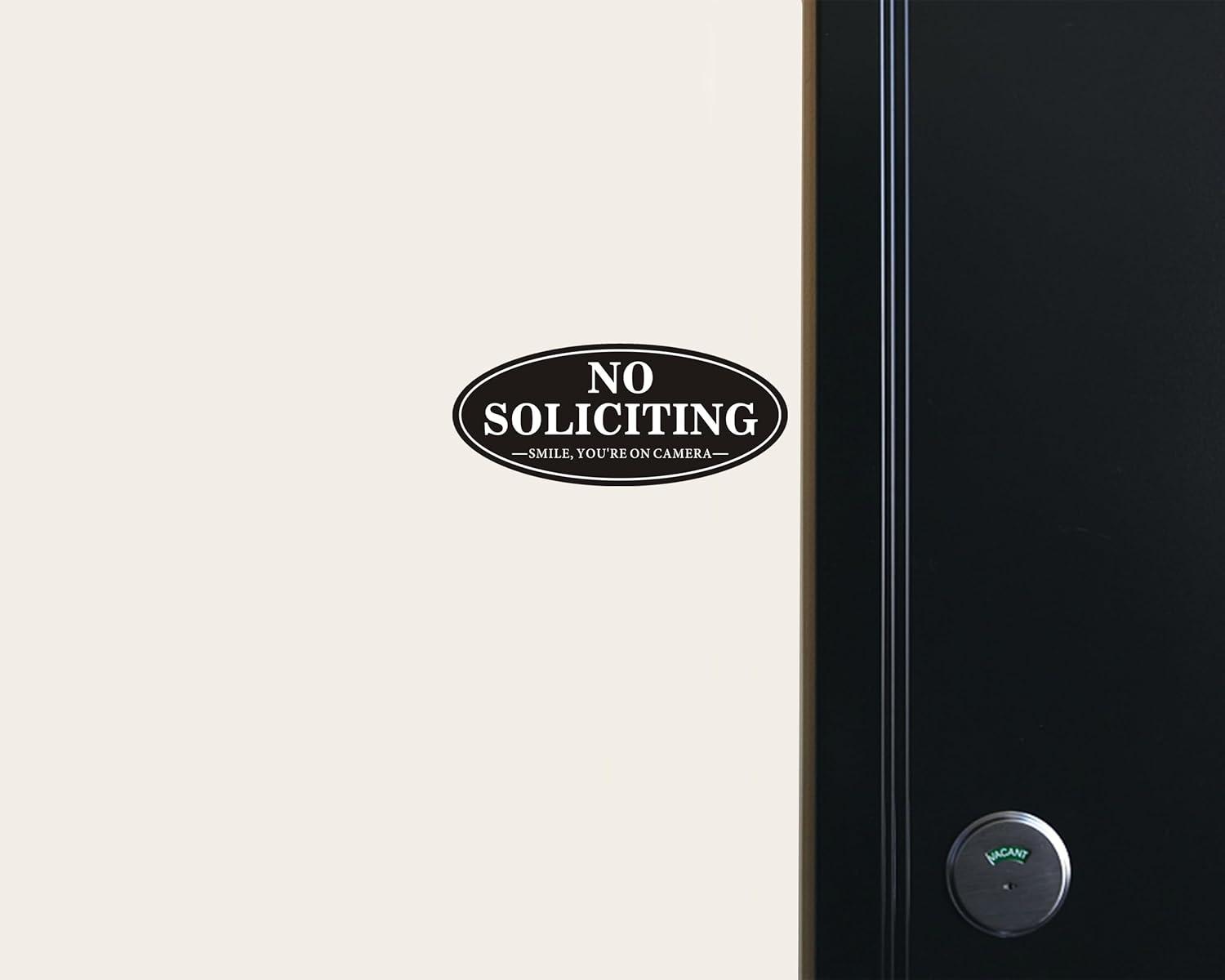 No Soliciting Sign, No Solicitors Sign for Front Door, 2 Pack Self-Adhesive Aluminum Metal No Solitation Do Not Knock or Ring Bell Sign, 7.0 x 3.0 inches Weather Resistant Signs for Home Doorbell Busi