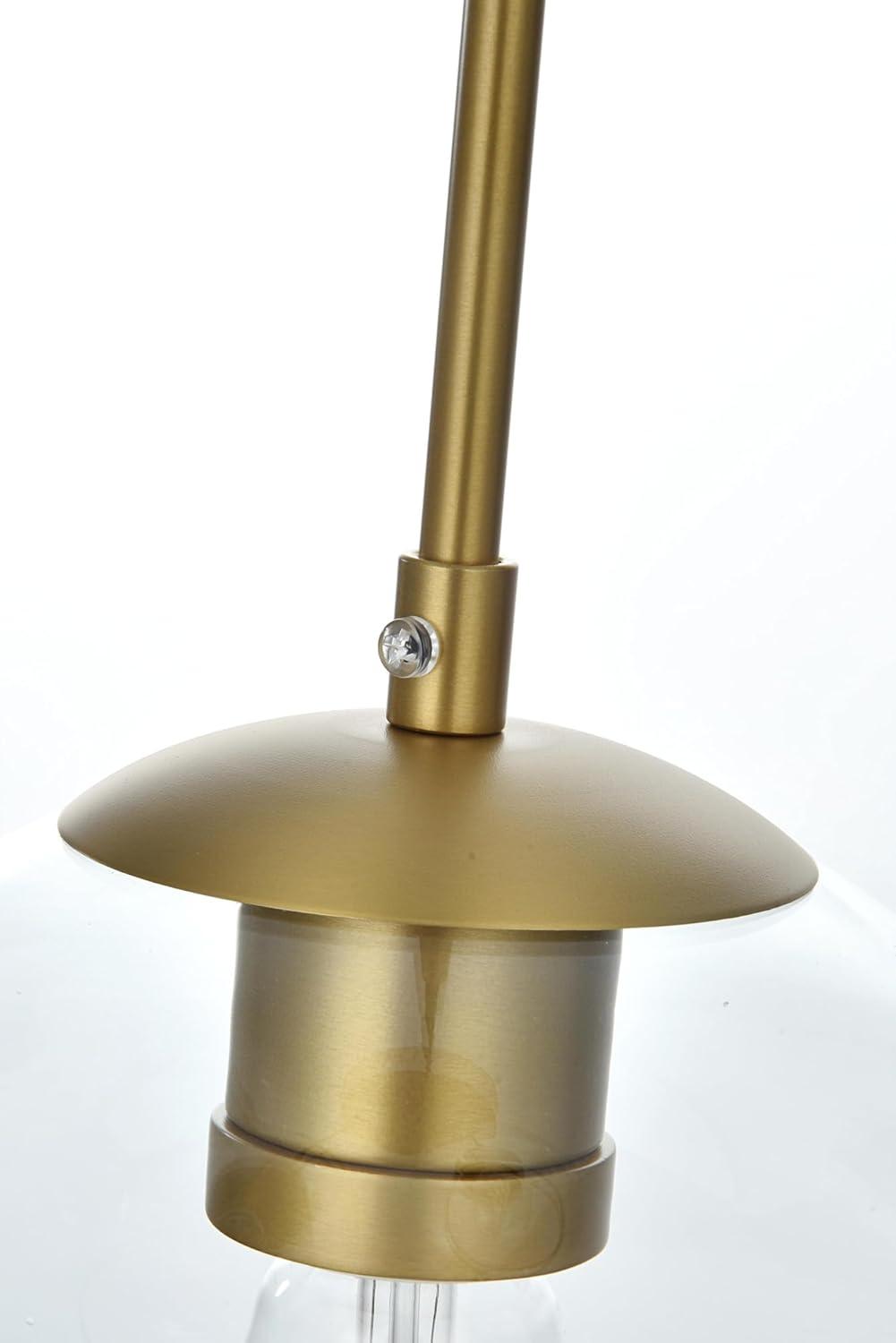 Elegant Lighting Baxter 3 Lights Brass Pendant With Clear Glass