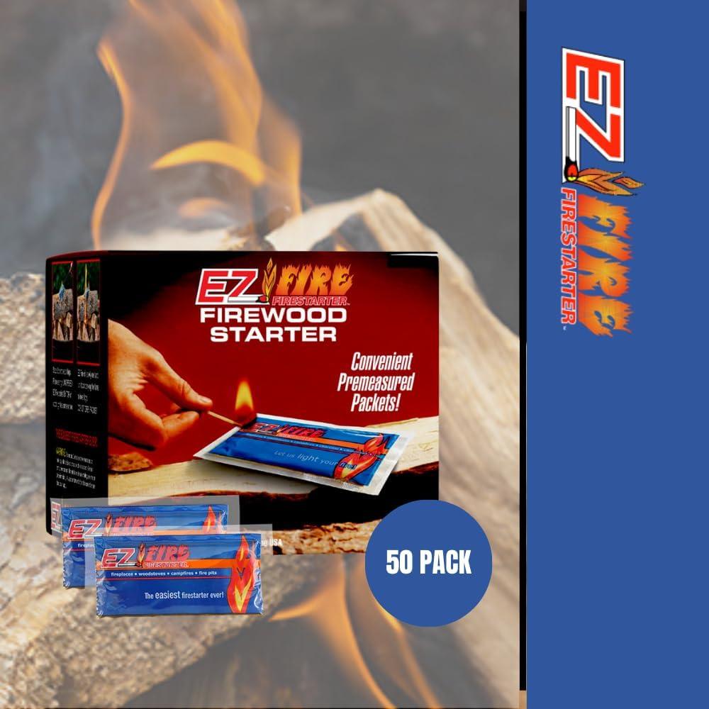 EZ Fire Waterproof Windproof Fire Starter Pack for Wood Stoves and Campfires