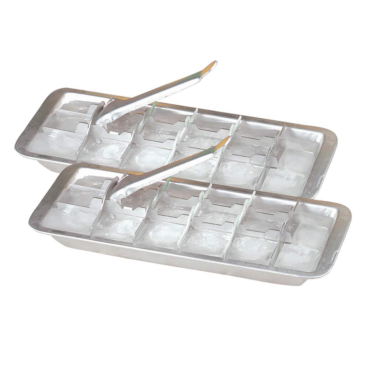 Vintage Kitchen Aluminum Metal Ice Cube Trays, Set of 1 – Each Tray Features 18 Slot Ice Cube Maker with Easy Release Handle