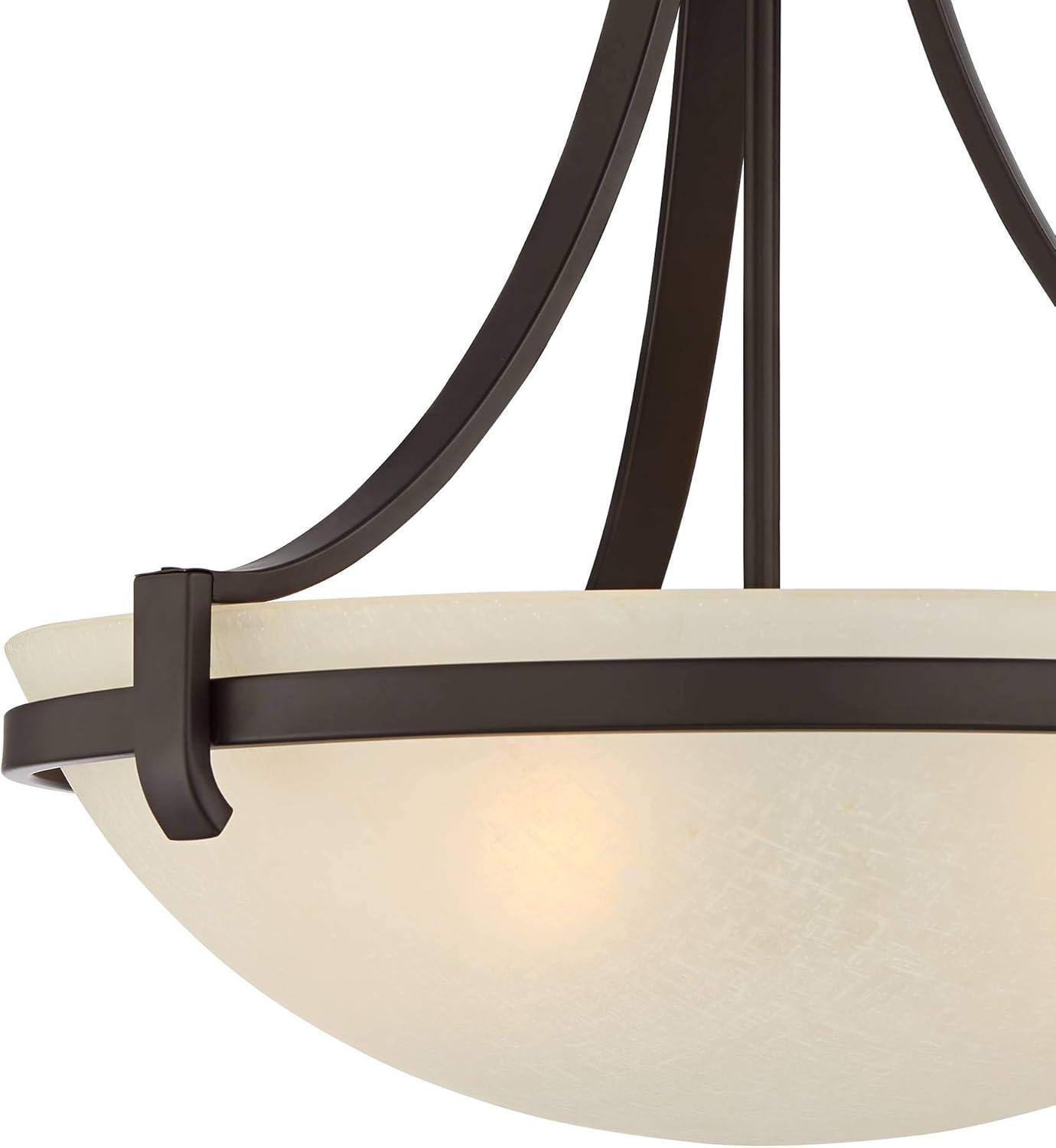 Regency Hill Mallot Oil Rubbed Bronze Pendant Chandelier 20" Wide Industrial Champagne Glass Bowl Shade 4-Light Fixture for Dining Room Kitchen Island