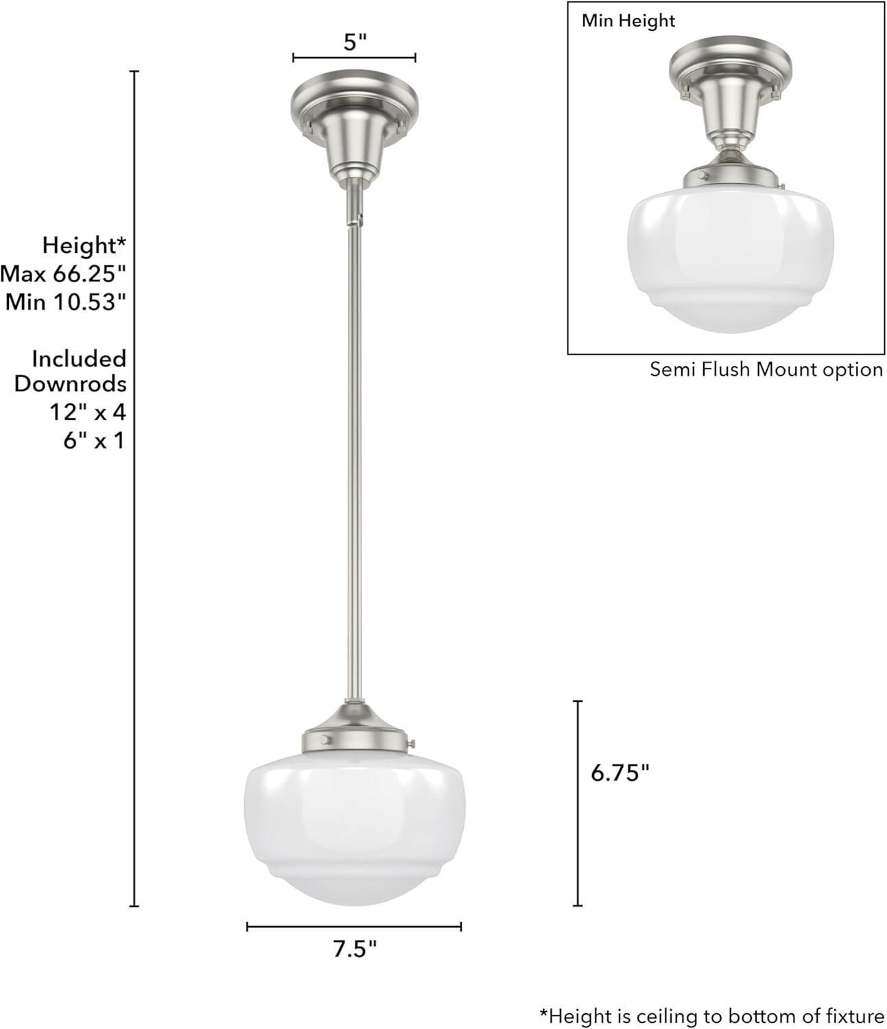 Saddle Creek 1 - Light Single Schoolhouse Pendant with Glass