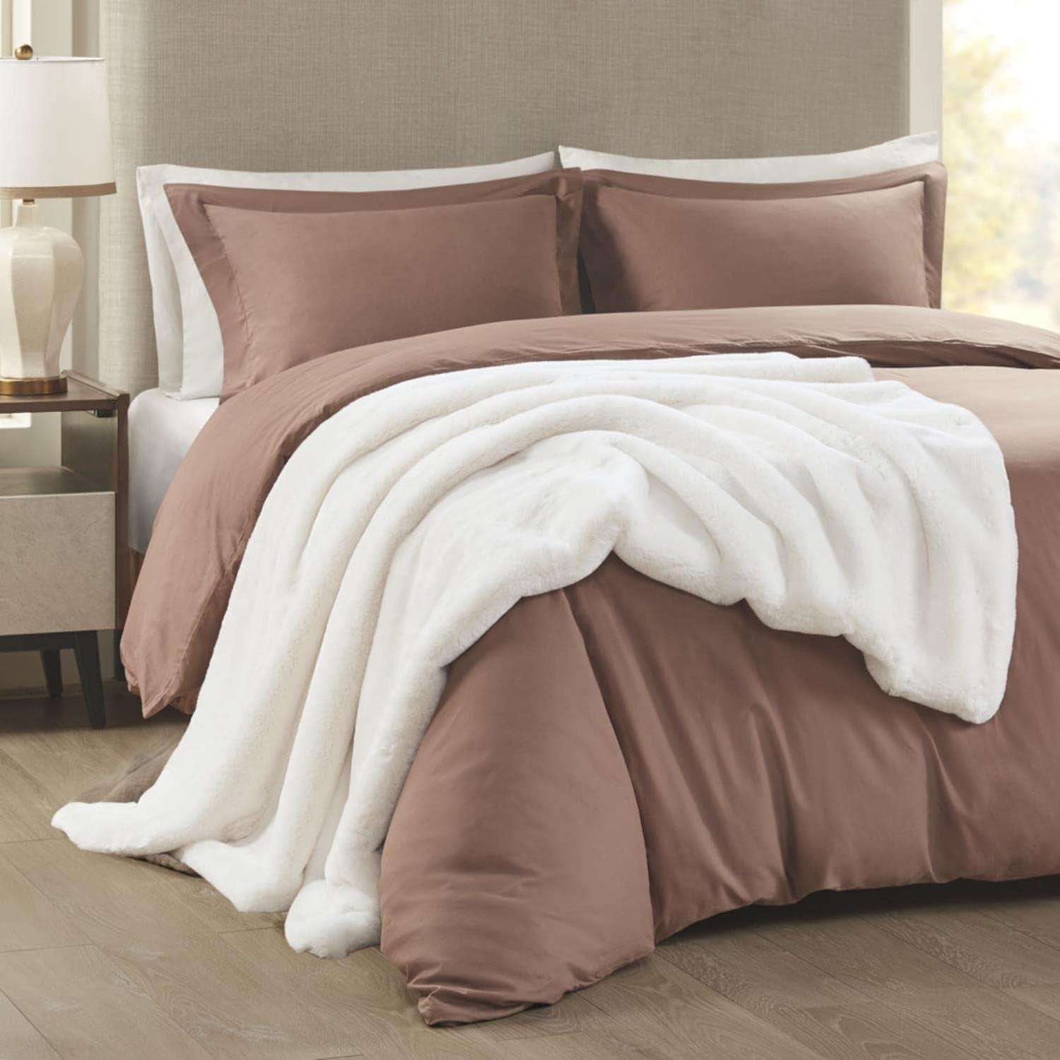 50"x60" Sienna Solid Premium Faux Fur Throw Blanket - Madison Park