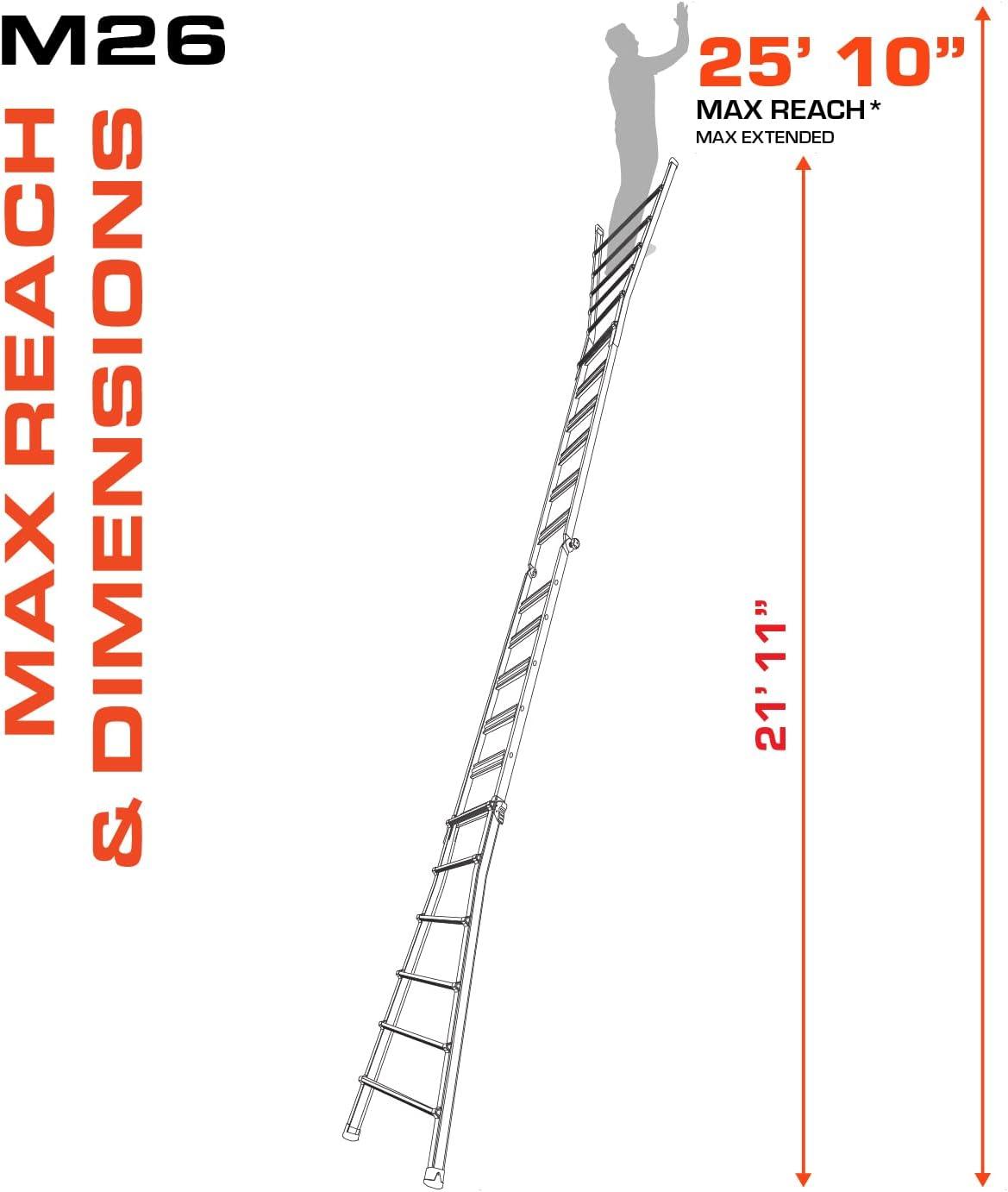 Little Giant M26 Multi-Position Ladder with Leg Levelers , Type IA - 300 lbs. Rated, Aluminum, 15426-801