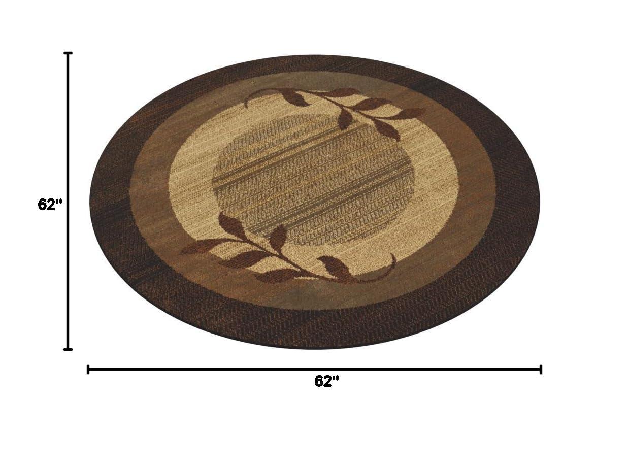 Home Dynamix Royalty Clover Contemporary Geometric Border Area Rug, Brown/Blue, 5'2" Round