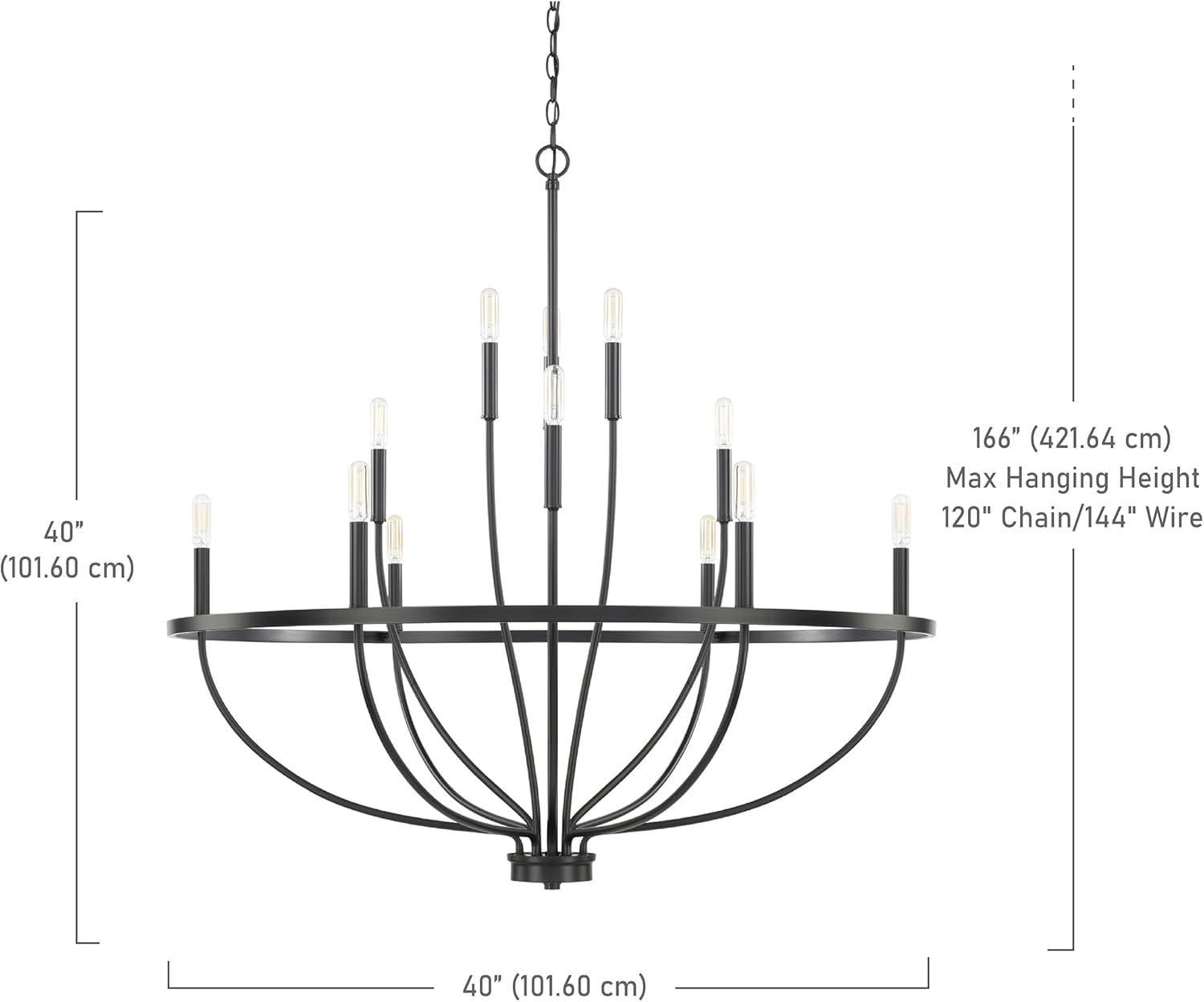 Capital Lighting 428501 Greyson 12 Light 40" Wide Taper Candle Chandelier - Black