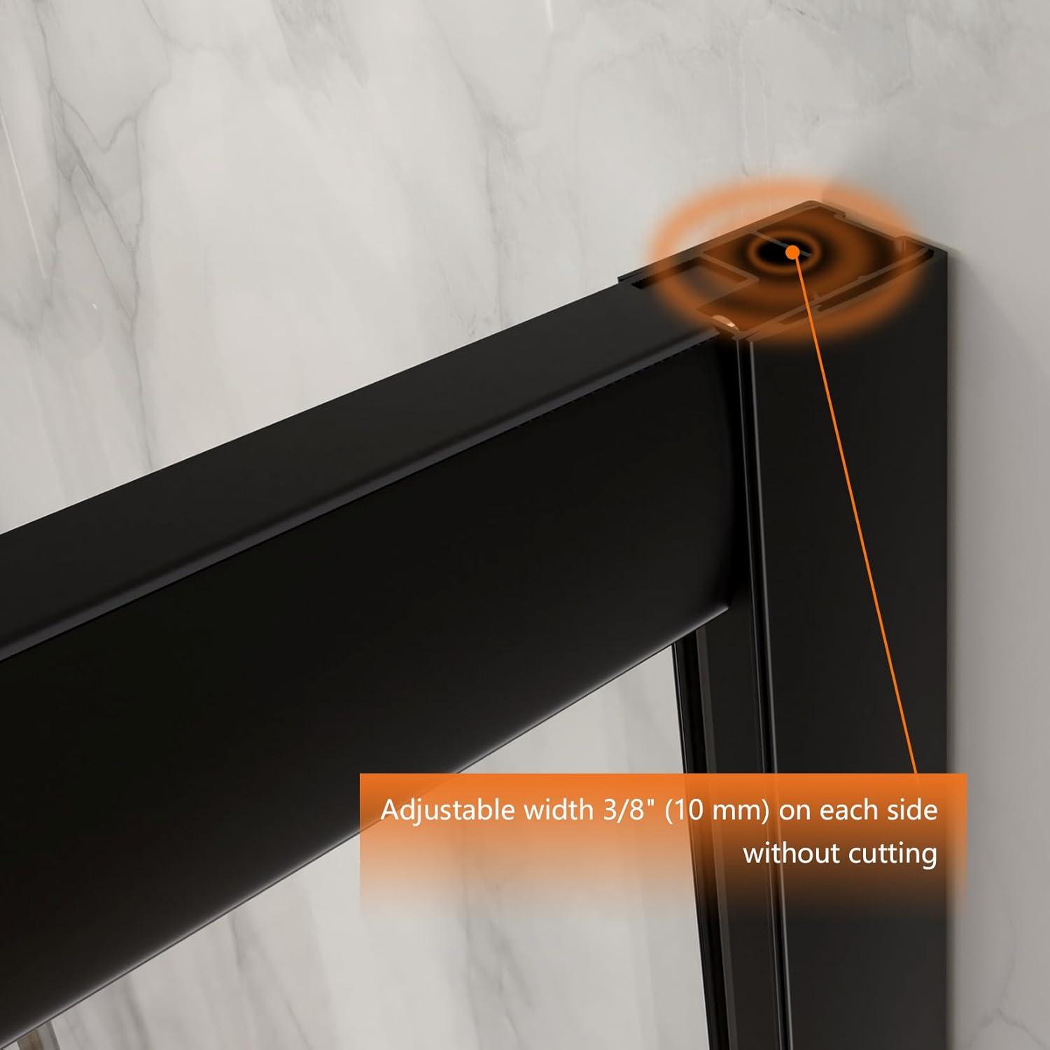 Matte Black Frameless Corner Shower Enclosure with Clear Glass