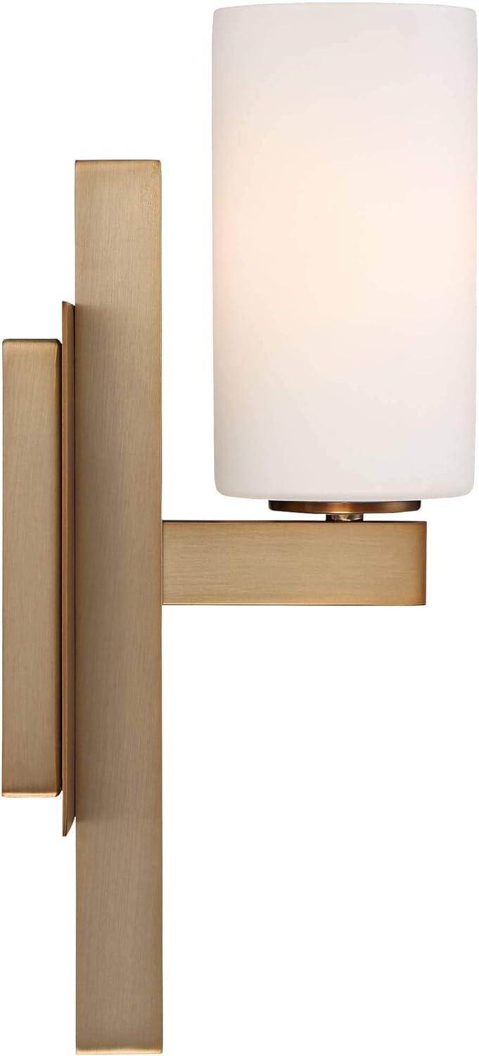 Possini Euro Design Ludlow Modern Wall Light Sconce Burnished Brass Hardwire 4 1/2" Fixture Frosted Glass for Bedroom Bathroom Vanity Reading Hallway