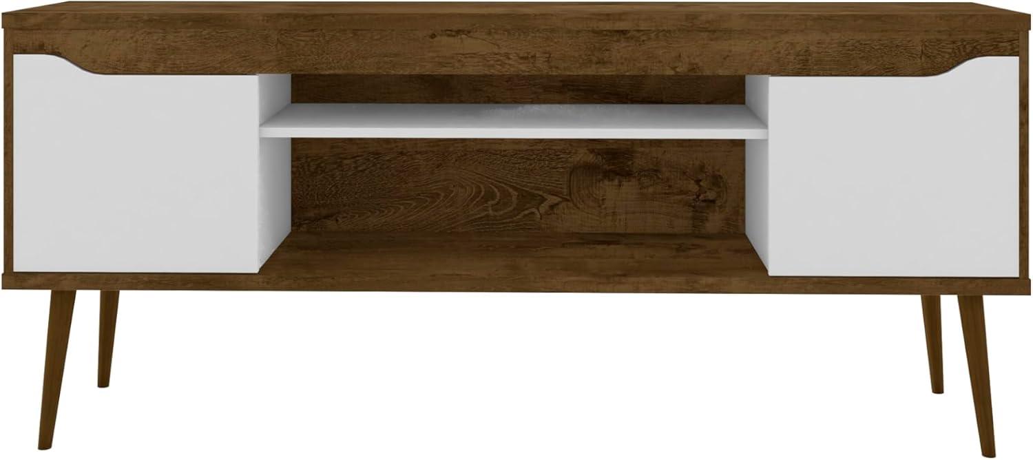 Bradley TV Stand for TVs up to 60" Black - Manhattan Comfort: Modern Entertainment Center with Open Shelves