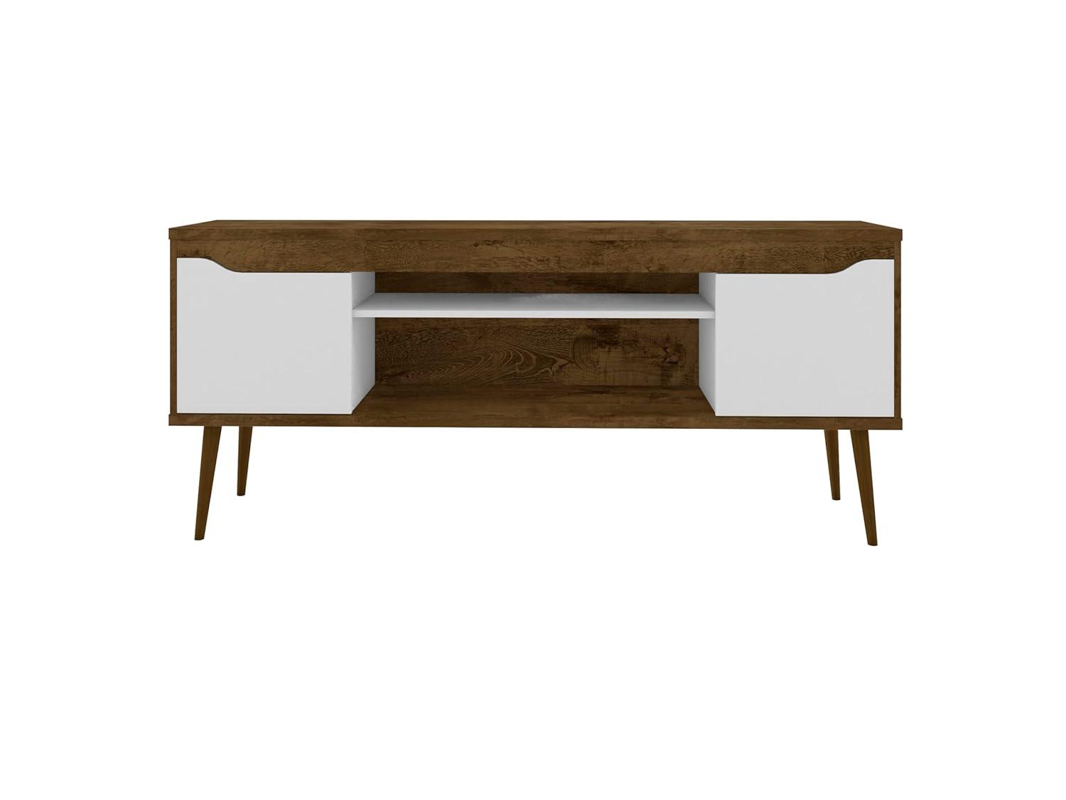 Bradley TV Stand for TVs up to 60" Black - Manhattan Comfort: Modern Entertainment Center with Open Shelves