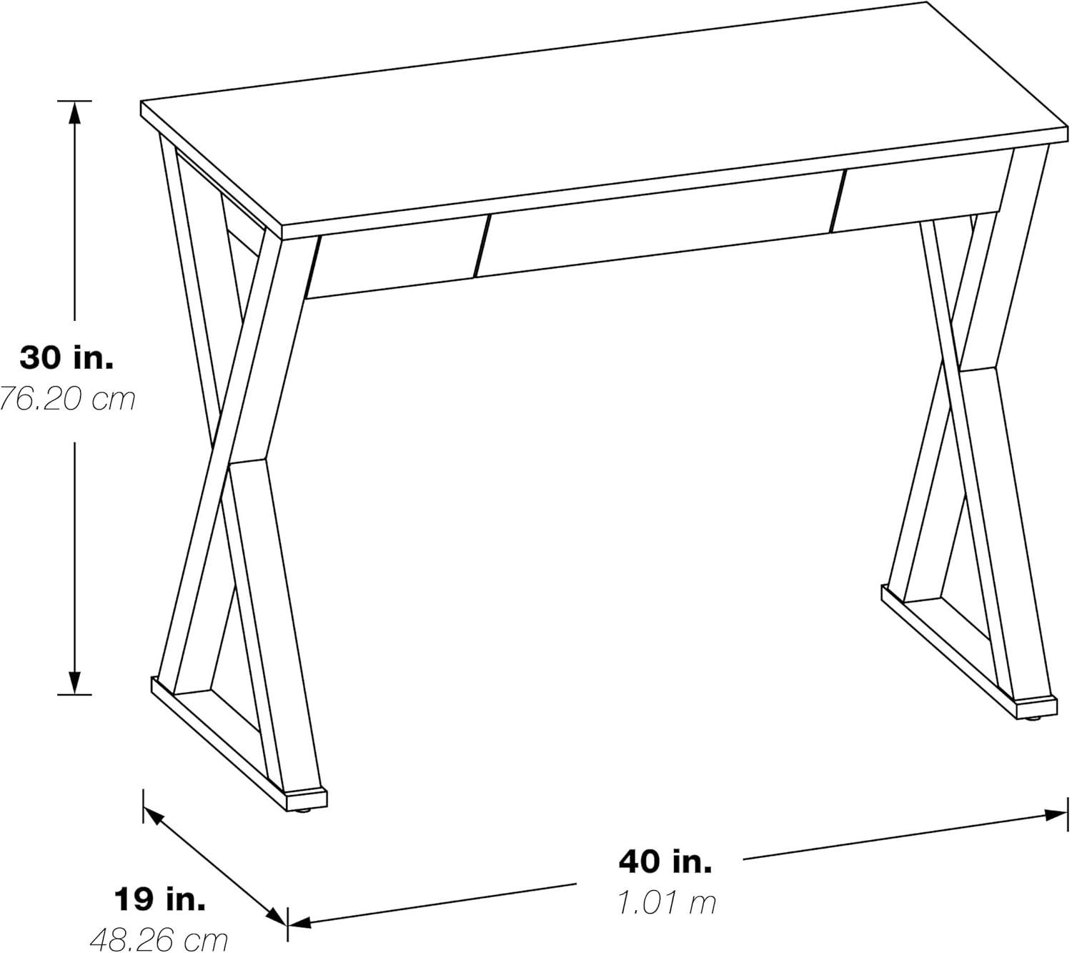 Marna Writing Desk w/ Drawer in Engineered Wood Weathered White Finish