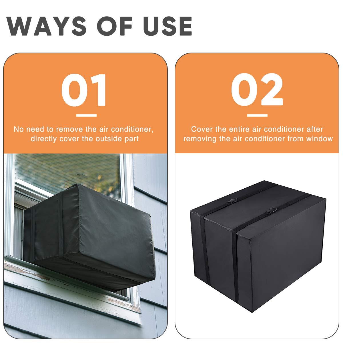 Window Air Conditioner Cover Outdoor, Luxiv Outside Window AC Unit Cover Black Dust-proof Waterproof Outdoor AC Protection Insulation Defender (21Wx16Dx15H)