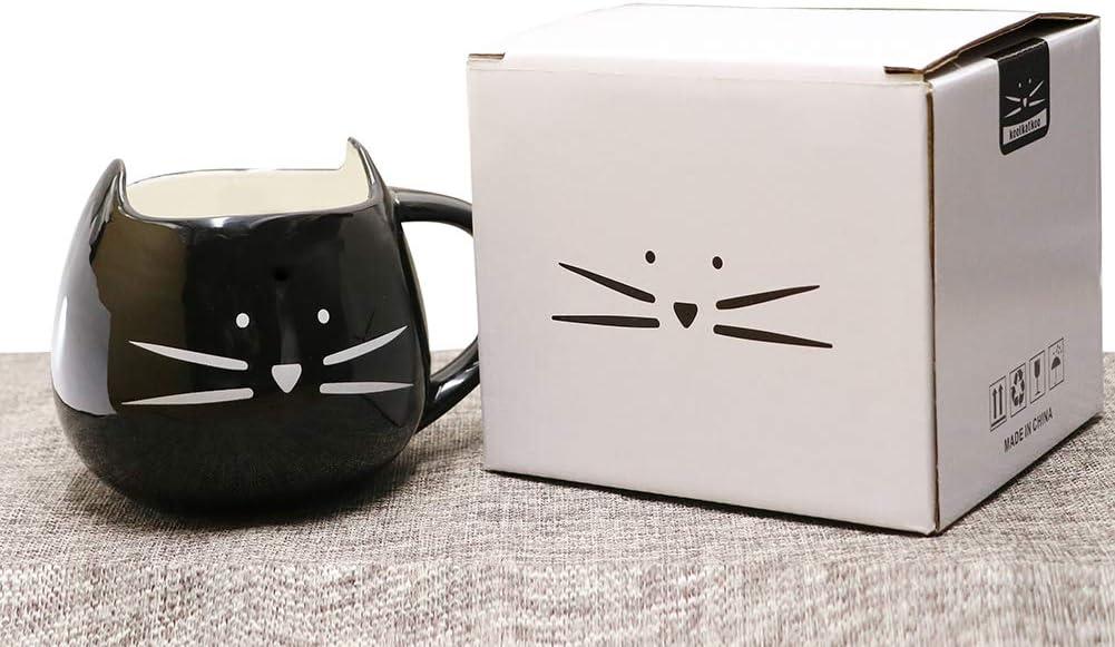 Black Ceramic Cat Coffee Mug with Cute Kitty Inside, 12 oz