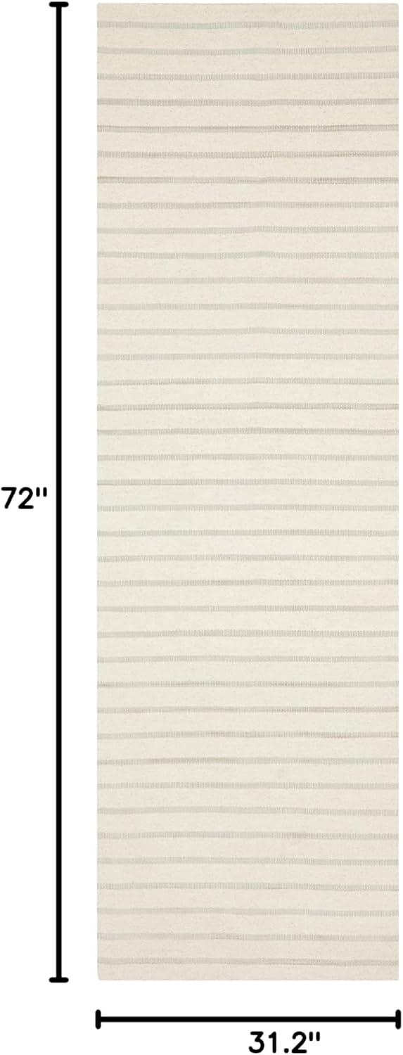 SAFAVIEH Dhurries Gina Geometric Wool Runner Rug, White, 2'6" x 6'