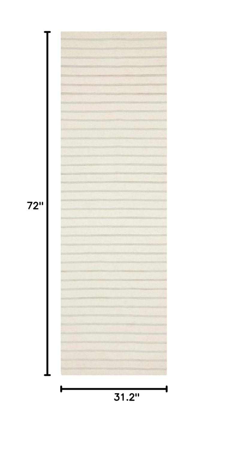 SAFAVIEH Dhurries Gina Geometric Wool Runner Rug, White, 2'6" x 6'