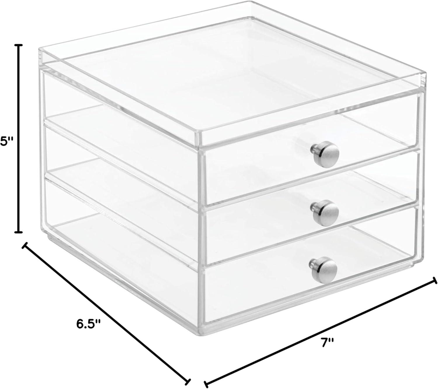 iDESIGN Plastic Slim 3-Drawer Desk Organization Set Clear