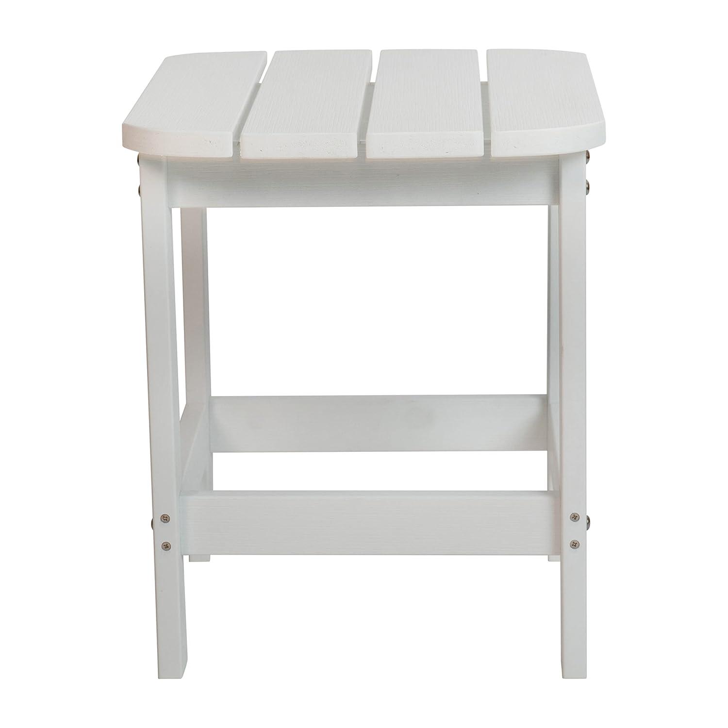 Flash Furniture Charlestown All-Weather Poly Resin Wood Adirondack Side Table in White