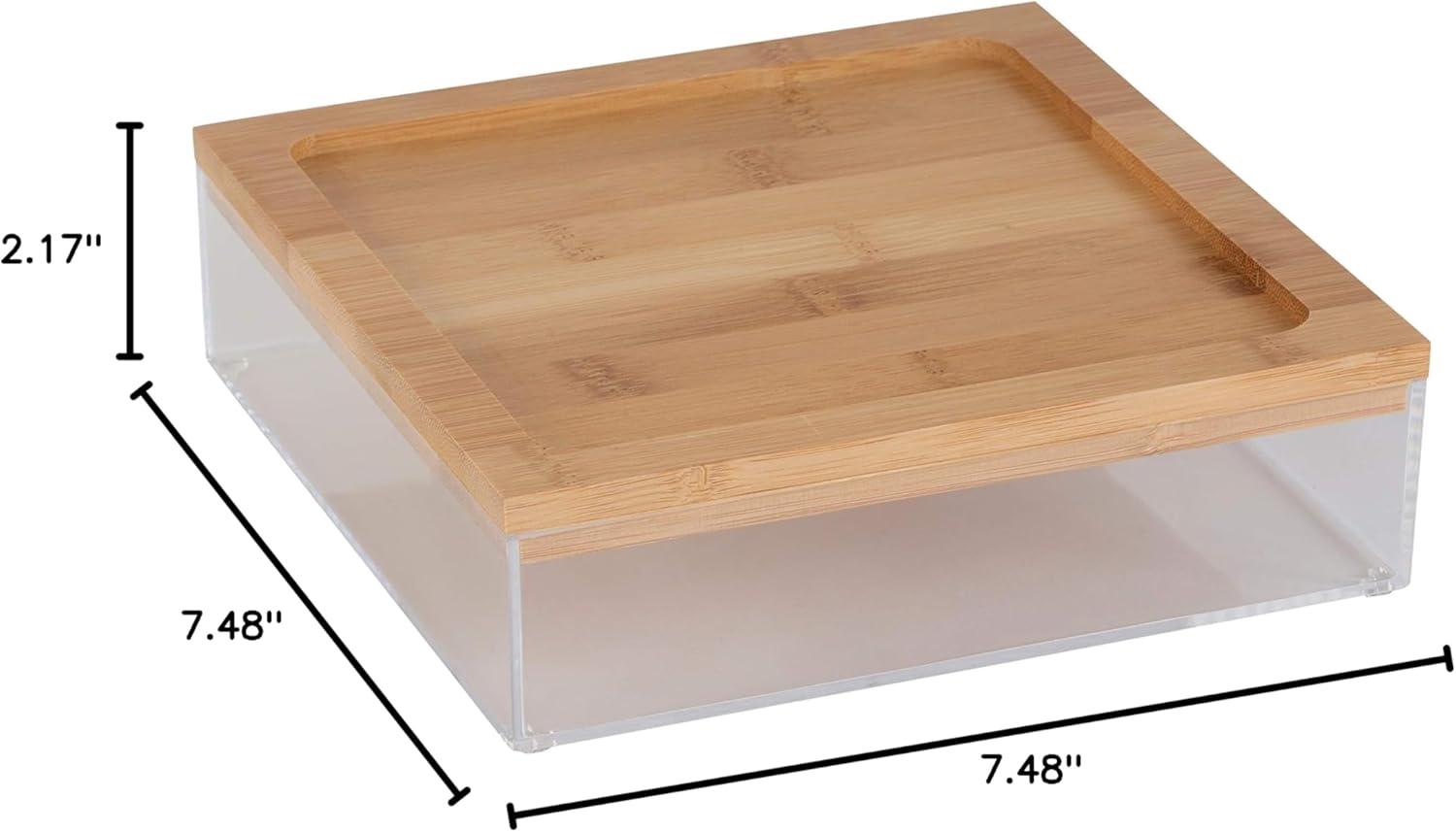 Clear Square Bamboo Lidded Storage Box