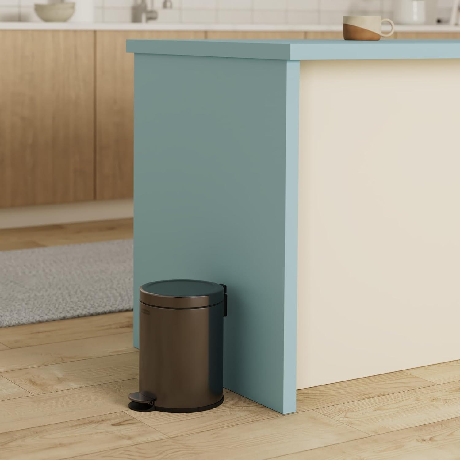 Rubbermaid 1.6 Gal. Stainless Steel Round Step-On Household Metal Trash Can