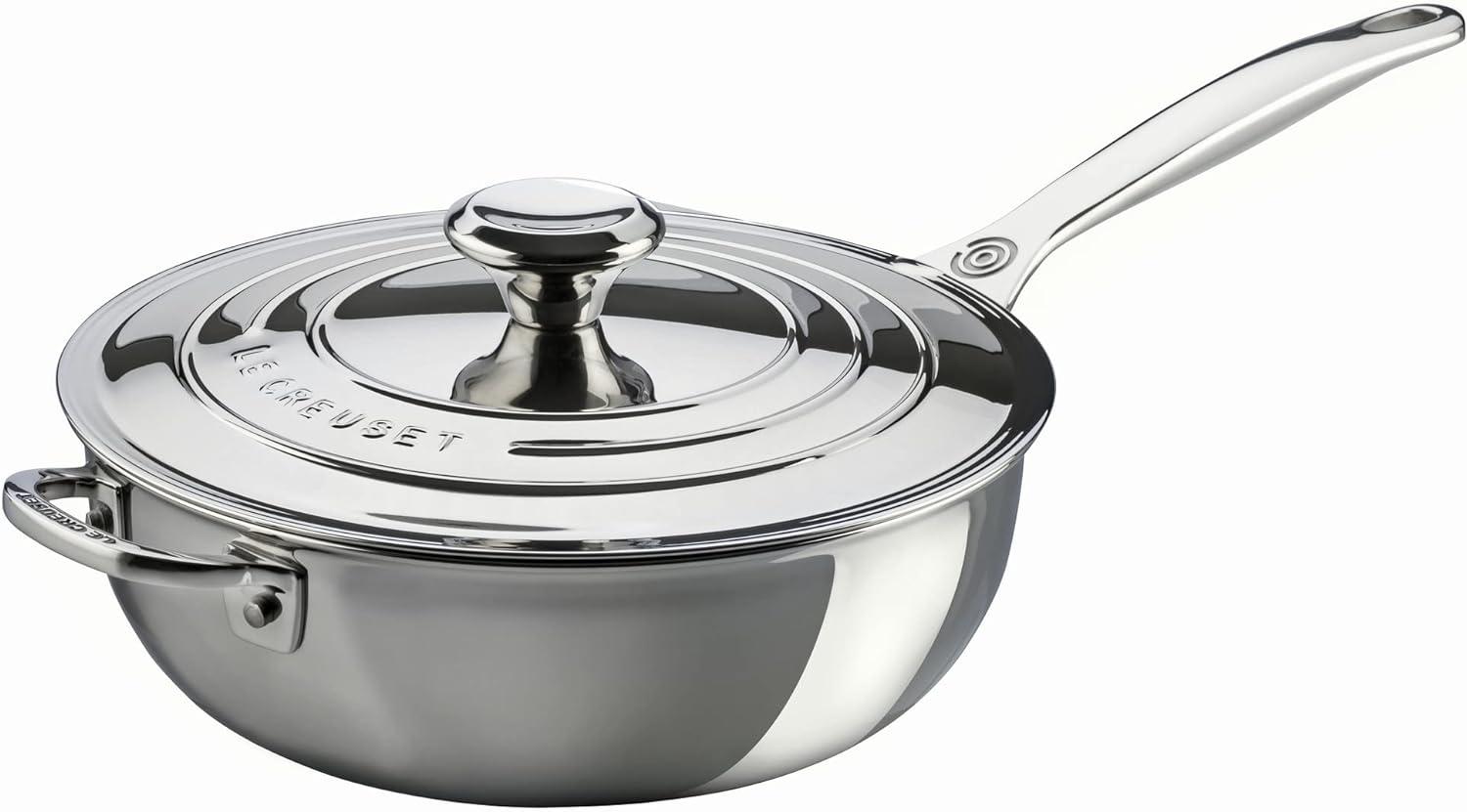 Le Creuset Stainless Steel Saucier Pan with Lid