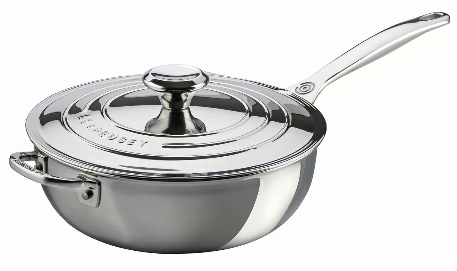 Le Creuset Stainless Steel Saucier Pan with Lid