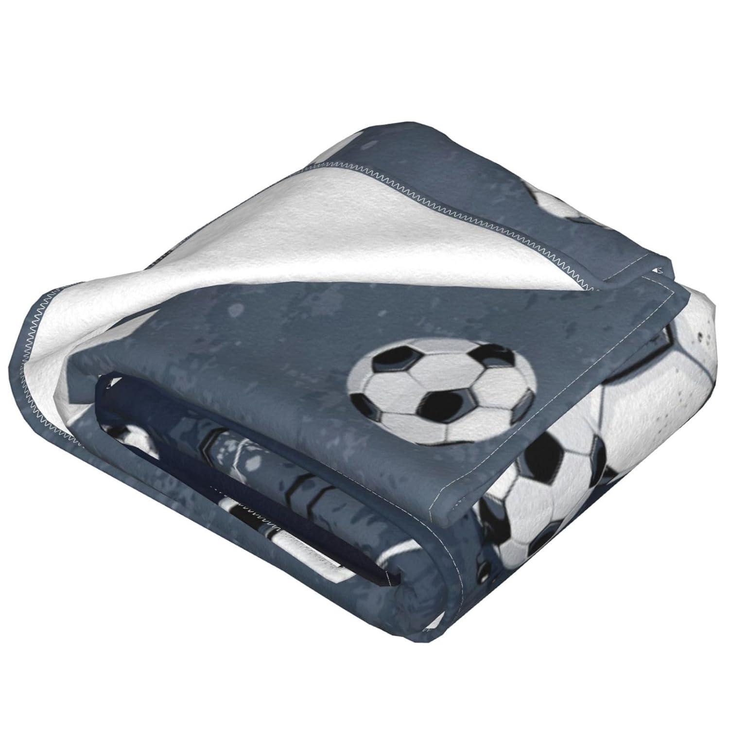 Soccer Blanket Soccer Ball Decor Throw Blanket Football Blanket Gifts for Girls Boys Soccer Lover Winter Bedding Super Warm Soft Plush Lightweight Fleece Flannel Blanket for Kids Men Women 50"X40"