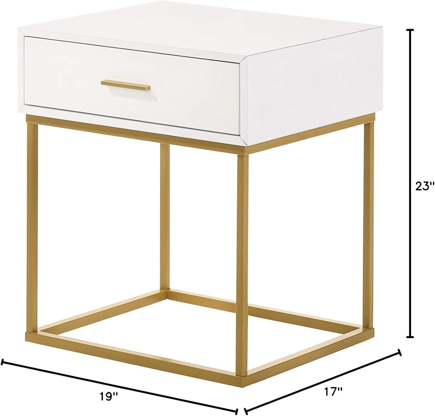 LuXeo LuXeo Catalina One Drawer Nightstand with Mustard Gold Legs