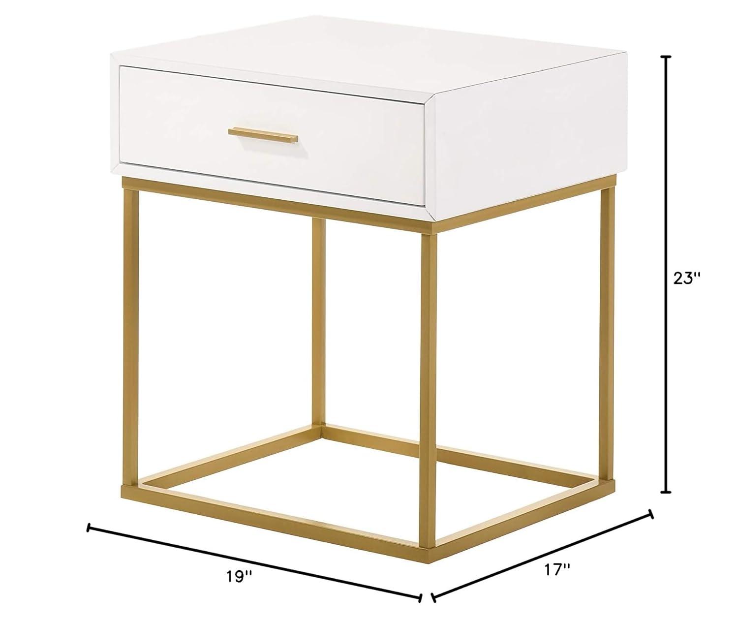 LuXeo LuXeo Catalina One Drawer Nightstand with Mustard Gold Legs