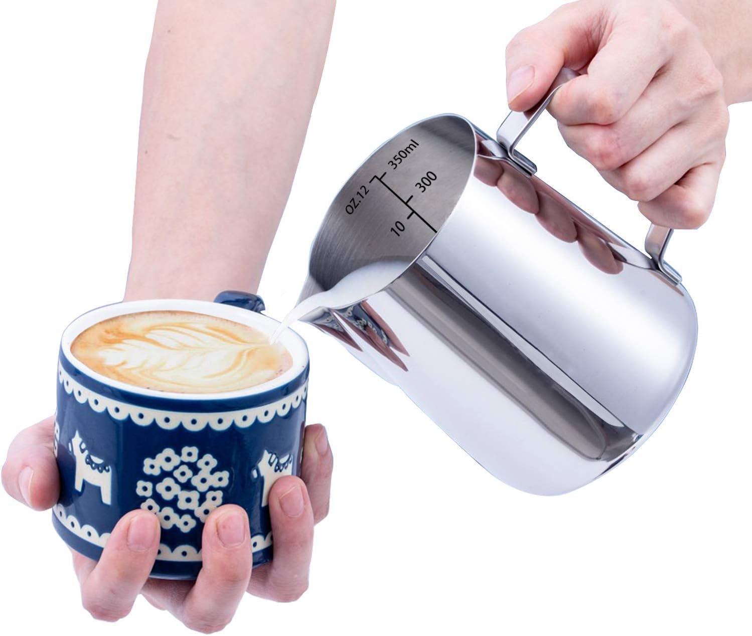 Milk Frothing Pitcher, Stainless Steel Art Creamer Cup Milk Frother Steamer Cup Stainless Steel Coffee Milk Frothing Cup,Coffee Steaming Pitcher 12oz/350ml