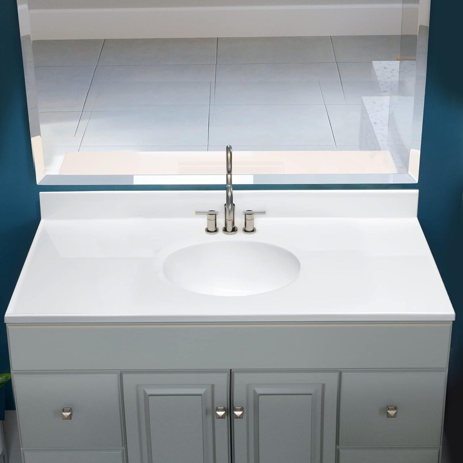 Design House Cultured Marble Vanity Top in Solid White 49-in x 19-in