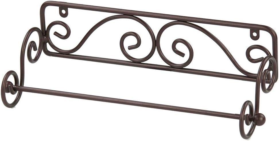 Home Basics Scroll Collection Steel Wall Mounted Paper Towel Holder, Bronze