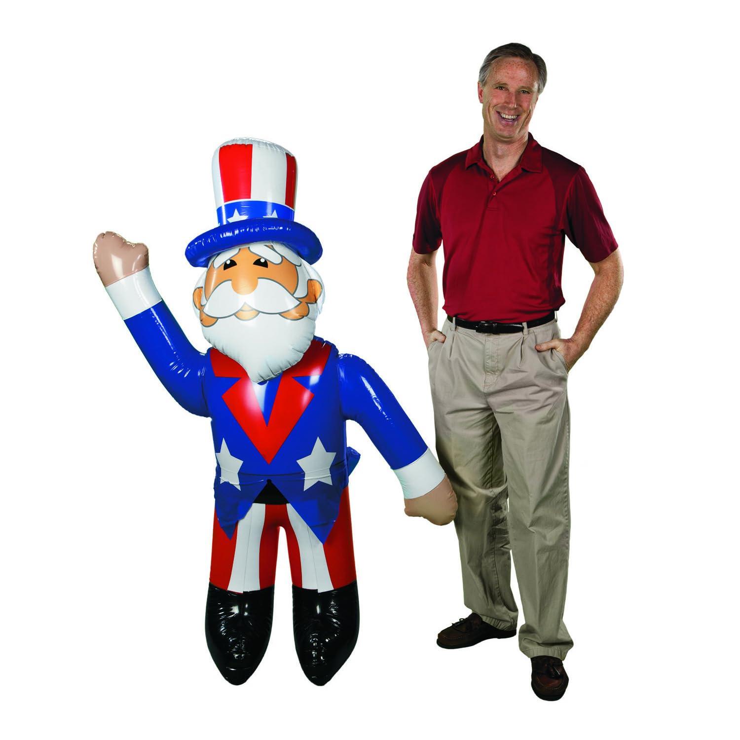 Large Inflatable Uncle Sam (Over 5 feet Tall) Fourth of July, Memorial Day Decor and USA Patriotic Party Supplies