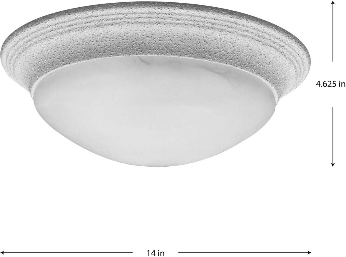 Progress Lighting Messina Collection, 2-Light Flush Mount, White Finish, Etched Alabaster Glass